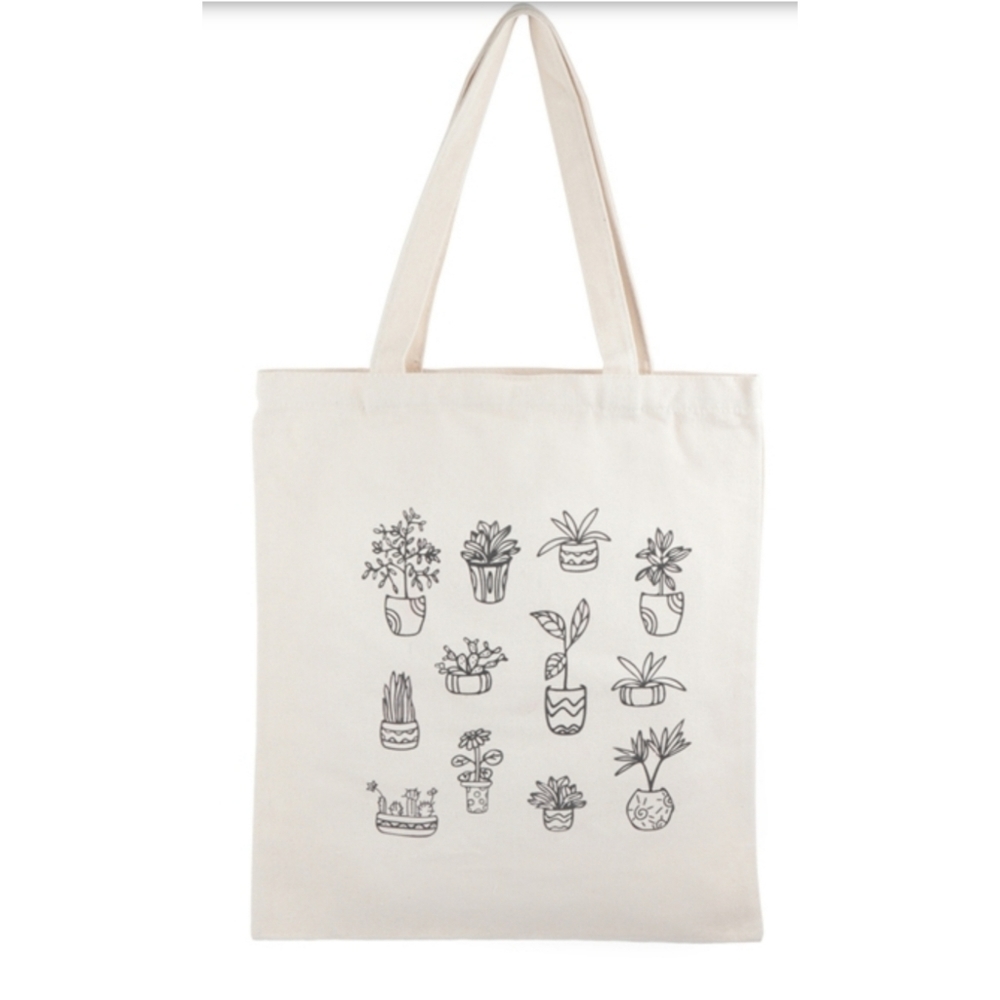Cute eco-friendly crazy plant lady succulent boho canvas tote bag
